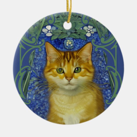 Schattige katje in  Art Nouveau stijl Keramisch Ornament (Voorkant)