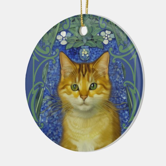 Schattige katje in  Art Nouveau stijl Keramisch Ornament (Links)