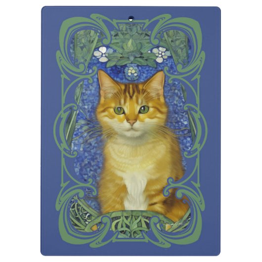 Schattige katje in  Art Nouveau stijl Klembord (Achterkant)