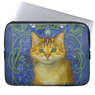 Schattige katje in  Art Nouveau stijl Laptop Sleeve