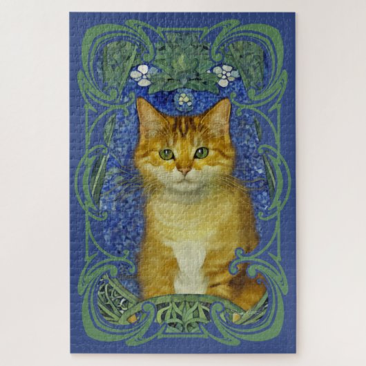 Schattige katje in Art Nouveau stijl Legpuzzel (Verticaal)