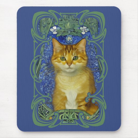 Schattige katje in Art Nouveau stijl Muismat (Voorkant)