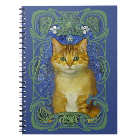 Schattige katje in  Art Nouveau stijl Notitieboek (Voorkant)