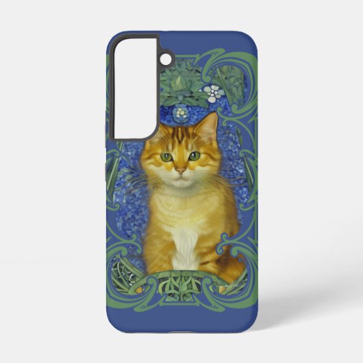 Schattige katje in Art Nouveau stijl Samsung Galaxy Hoesje (Achterkant)