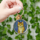 Schattige katje in  Art Nouveau stijl Sleutelhanger (Hand)