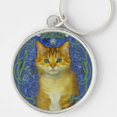 Schattige katje in  Art Nouveau stijl Sleutelhanger (Voorkant)
