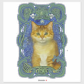 Schattige katje in  Art Nouveau stijl Sticker (Vel)