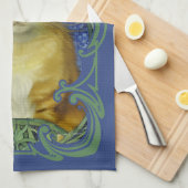 Schattige katje in  Art Nouveau stijl Theedoek (Quarter Fold)