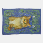 Schattige katje in  Art Nouveau stijl Theedoek (Horizontaal)