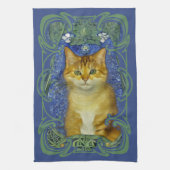 Schattige katje in  Art Nouveau stijl Theedoek (Verticaal)