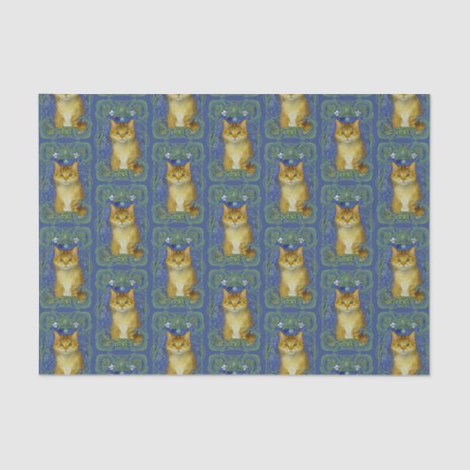 Schattige katje in  Art Nouveau stijl Tissuepapier (Voorkant)