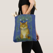 Schattige katje in  Art Nouveau stijl Tote Bag (Dichtbij)