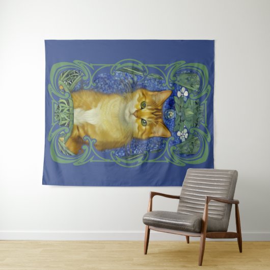 Schattige katje in  Art Nouveau stijl Wandkleed (In Situ (horizontaal))