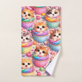 Schattige katjes en cupcakes, badhanddoek handdoek (Handdoek)
