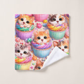 Schattige katjes en cupcakes, badhanddoek handdoek (Wasdoekje)
