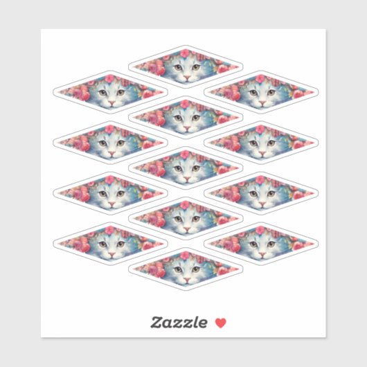 Schattige katjes met bloemen sticker (Vel)