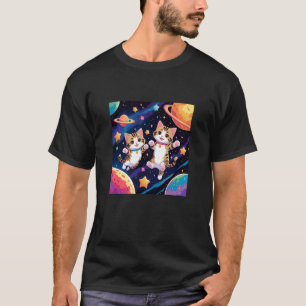 schattige katjes zwevend in atmosfeer planeten ste t-shirt
