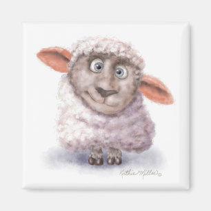 Schattige Katoenen Bal Schaap Cartoon Magneet