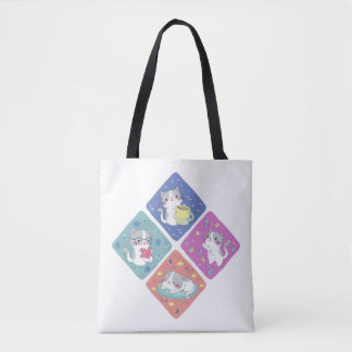 Schattige Kat's drukke dag illustratie Tote Bag