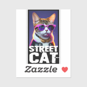 Schattige kattebak in lederen jas sticker