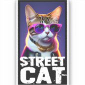 Schattige kattebak in lederen jas sticker (Voorkant)