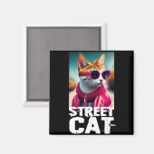 Schattige kattebak in roze trainingspak magneet (Voorkant / Achterkant)