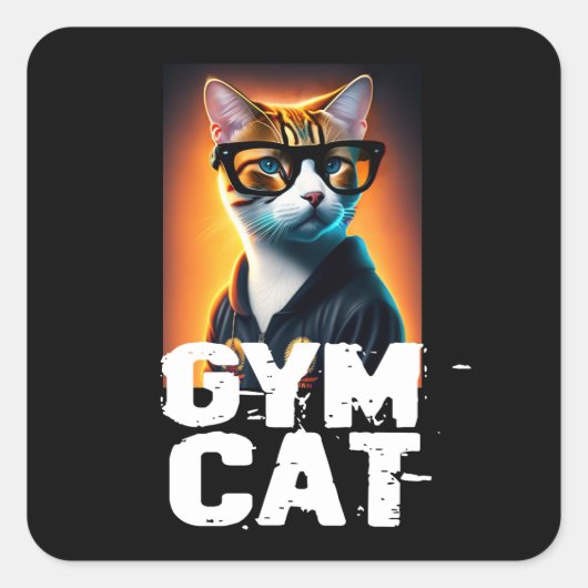 Schattige kattebak in Tracksuit Vierkante Sticker (Voorkant)