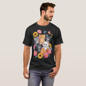 Schattige Katten Bloem Bloemstuk T-shirt (Voorkant volledig)