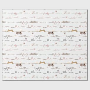 Schattige katten die over harten gluren cadeaupapier
