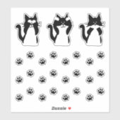 Schattige Katten Drie Wijze Kittens met Pootafdruk Sticker (Vel)