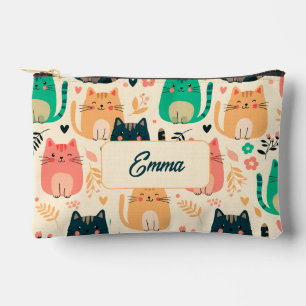 Schattige katten en bloempatroon op maat gemaakte etui