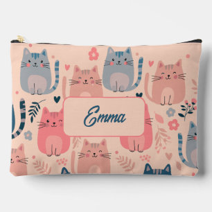 Schattige katten en bloempatroon op maat gemaakte etui