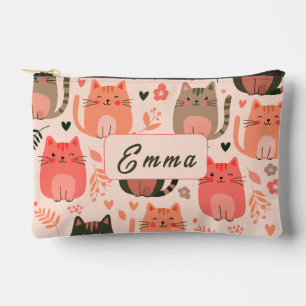 Schattige katten en bloempatroon op maat gemaakte etui