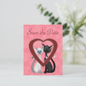 Schattige katten en harten redden de datum trouwbe save the date (Staand voorkant)