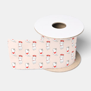 Schattige katten en harten satijnen lint