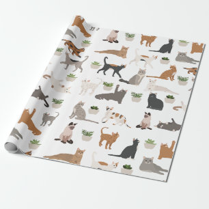 Schattige katten en kamerplanten cadeaupapier