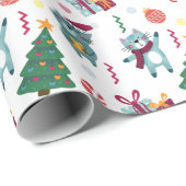 Schattige katten en kerst cadeaupapier (Rol Hoek)