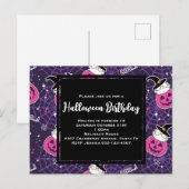 Schattige katten en pompoenen Halloween-patroon ve Briefkaart (Voorkant / Achterkant)