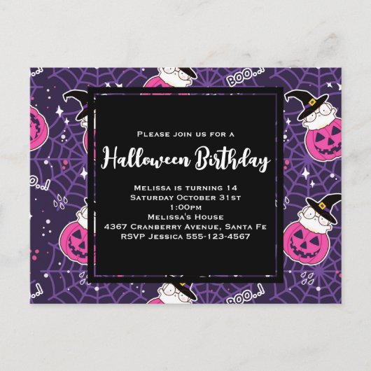 Schattige katten en pompoenen Halloween-patroon ve Briefkaart (Voorkant)