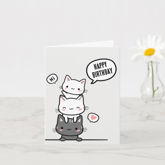 Schattige katten gefeliciteerd kaart (Kleine Plant)