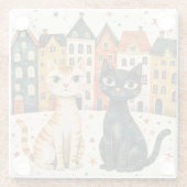 Schattige Katten Glazen Onderzetter (Achterkant)
