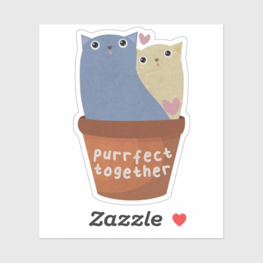 Schattige katten grap: perfect samen sticker (Vel)