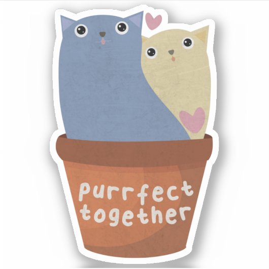 Schattige katten grap: perfect samen sticker (Voorkant)