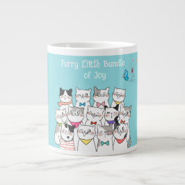 Schattige katten, harige kleine bundel vreugde grote koffiekop