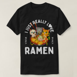 Schattige katten houden van Ramen-kom ontwerp T-shirt