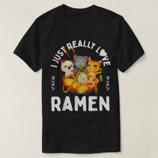 Schattige katten houden van Ramen-kom ontwerp T-shirt