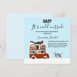 Schattige katten in auto Winter Koude Baby Shower  Kaart