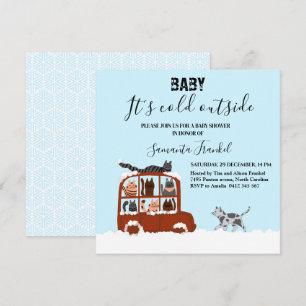 Schattige katten in auto Winter Koude Baby Shower  Kaart