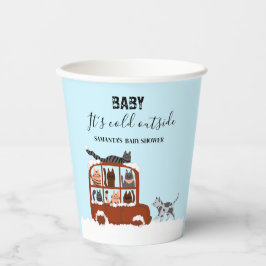 Schattige katten in auto Winter Koude Baby Shower Papieren Bekers