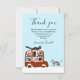 Schattige katten in auto Winter Verjaardag Baby Bedankkaart